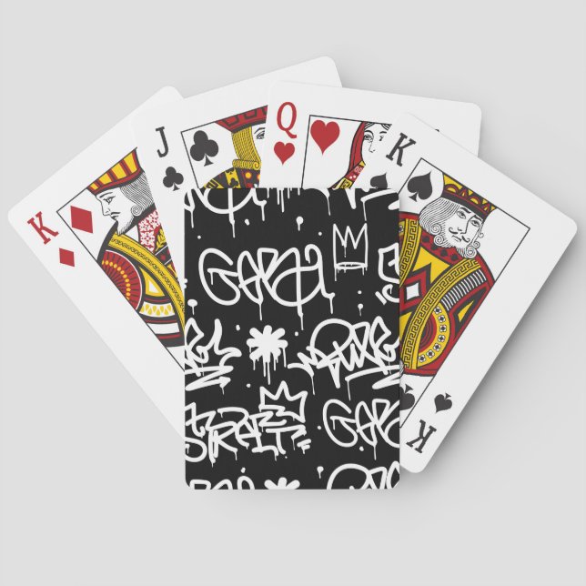 Black and White Graffiti pattern Poker Cards (Back)