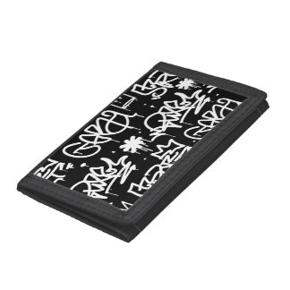 Black and White Graffiti pattern Trifold Wallet