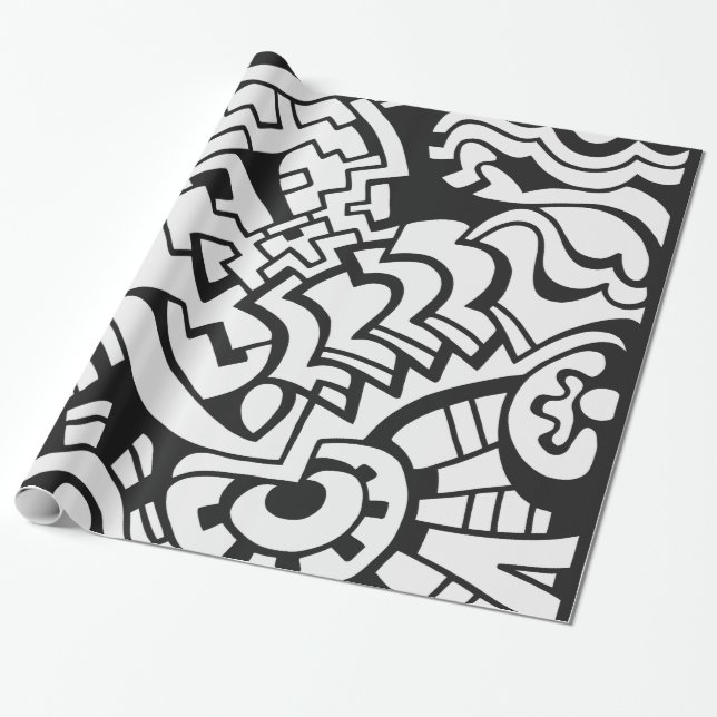 Black and white graffiti street art wrapping paper (Unrolled)