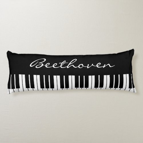 Black and white grand piano keys custom name body pillow