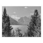 Black and white Grand Teton Jenny Lake Faux Canvas Print