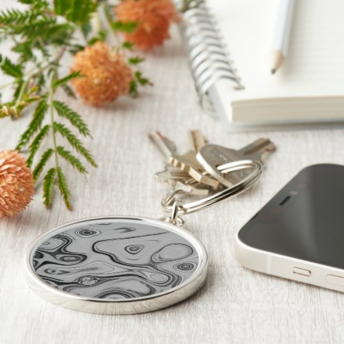 Black and White Granite Marble Color Art Design Keychain
