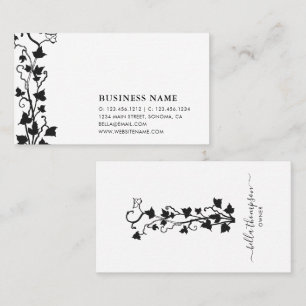 Black and White Grape Vines Business Card
