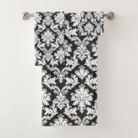 Classy Black and White Damask Bath Towel Set, Zazzle