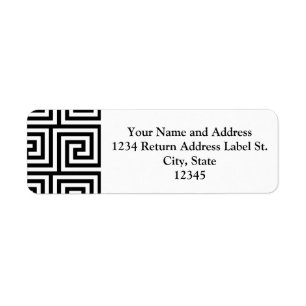 Black and White Graphic Greek Key Pattern Label
