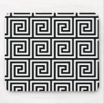 Black and White Graphic Greek Key Pattern Mouse Pad