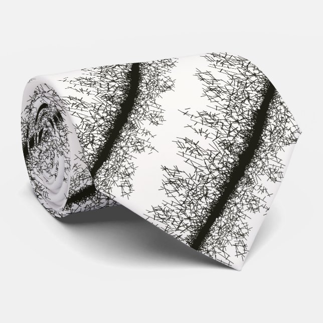 Black and white graphic grunge style pattern neck tie (Rolled)