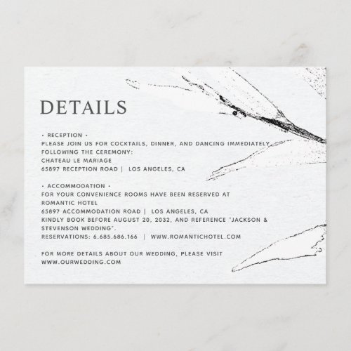 Black and white graphic leafage modern wedding enclosure card