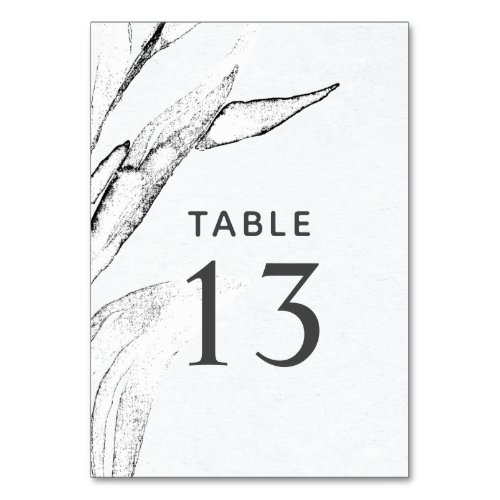 Black and White Graphic Leafage Wedding Table Number