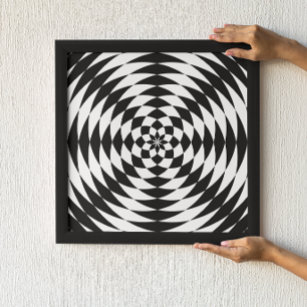 Black and White Graphic Optical Illusion Poster