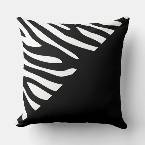 Black and White Graphic Zebra Half Pattern Throw Pillow