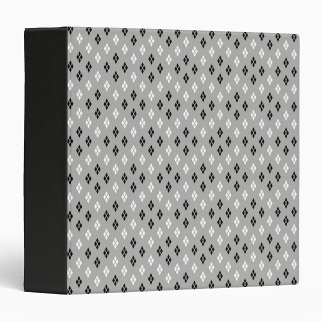 black and white gray geometric fine pattern 3 ring binder (Front/Spine)