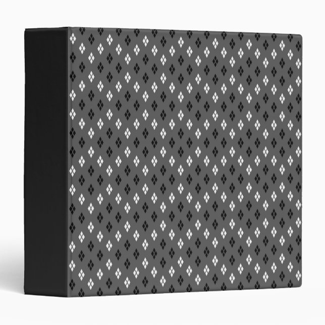black and white gray geometric fine pattern 3 ring binder (Front/Spine)
