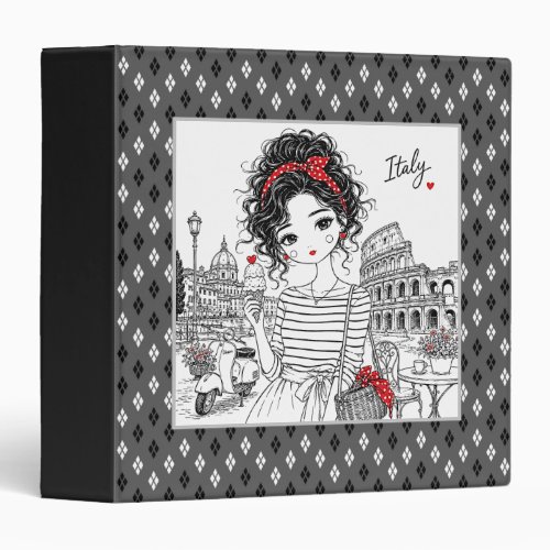 black and white gray geometric fine pattern 3 ring binder