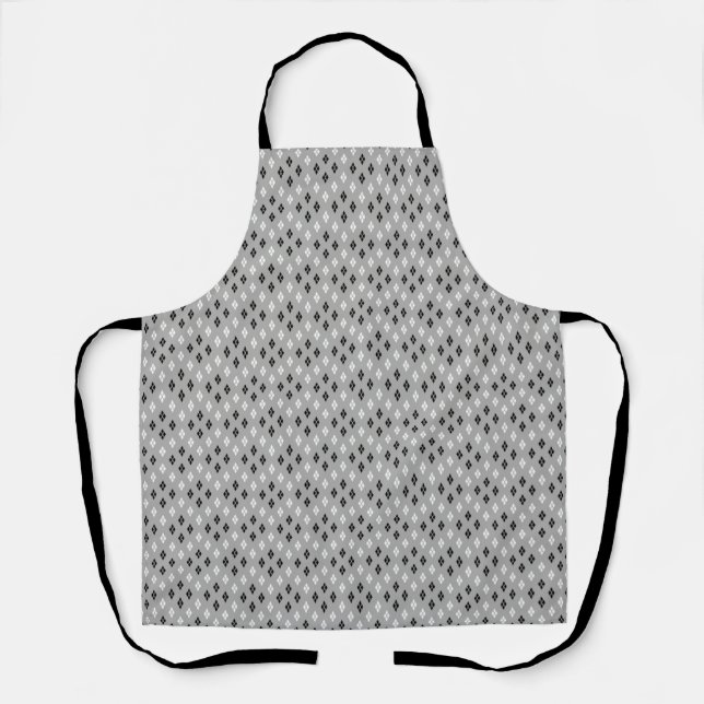 black and white gray geometric fine pattern apron (Front)