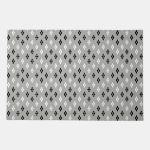 black and white gray geometric fine pattern doormat