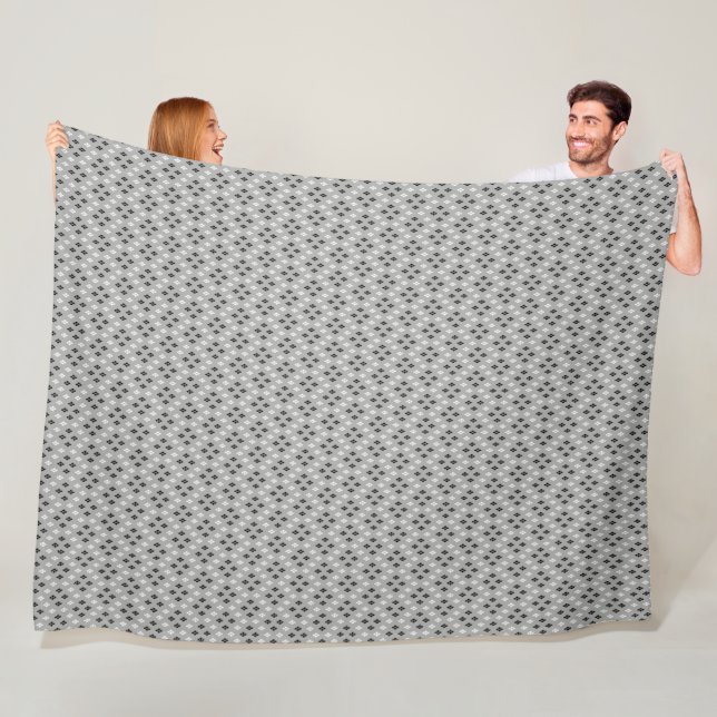 black and white gray geometric fine pattern fleece blanket (In Situ)