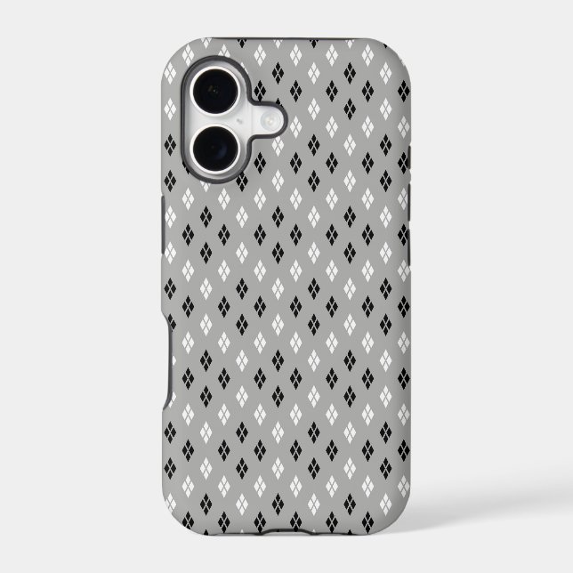 black and white gray geometric fine pattern iphone case (Back)
