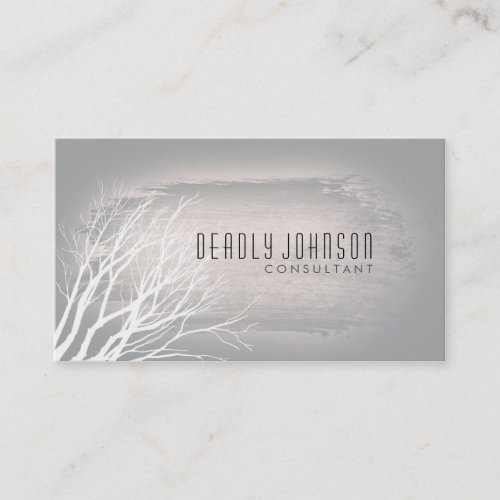 Black and White Gray Vintage Tree Watercolor Business Card