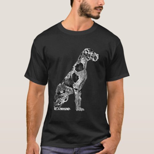 Black And White Great Dane Dog T_Shirt