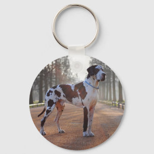 Black and White Great Dane Keychain