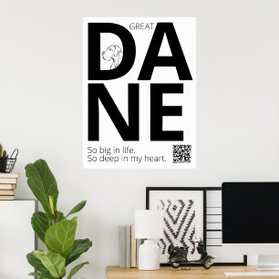 Black and White Great Dane Minimal Poster