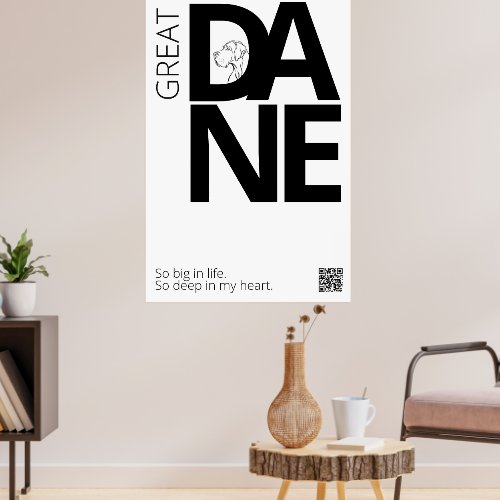 Black and White Great Dane Minimal Poster