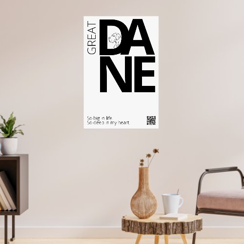 Black and White Great Dane Minimal  Poster