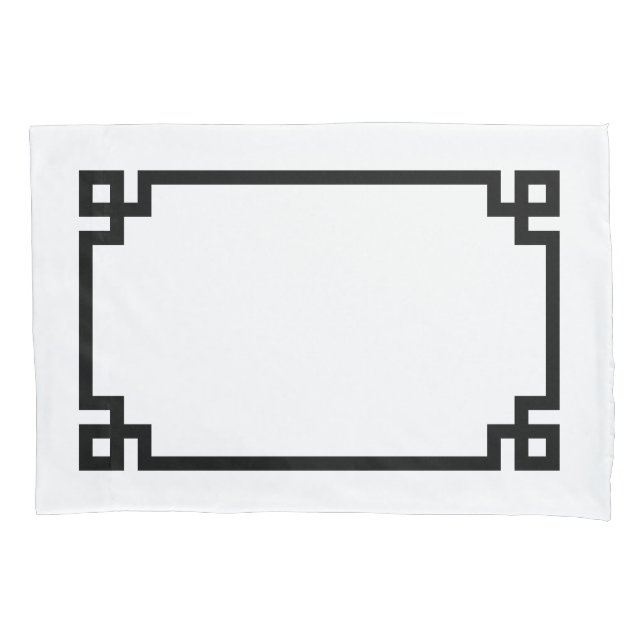Black and White Greek Key Border Standard Pillow Case (Front-Left)