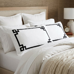 Black and White Greek Key Border Standard Pillow Case