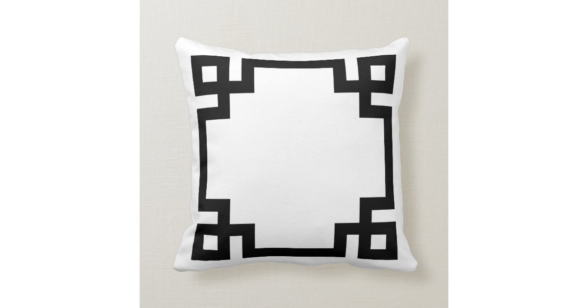 Black And White Greek Key Border Throw Pillow Zazzle