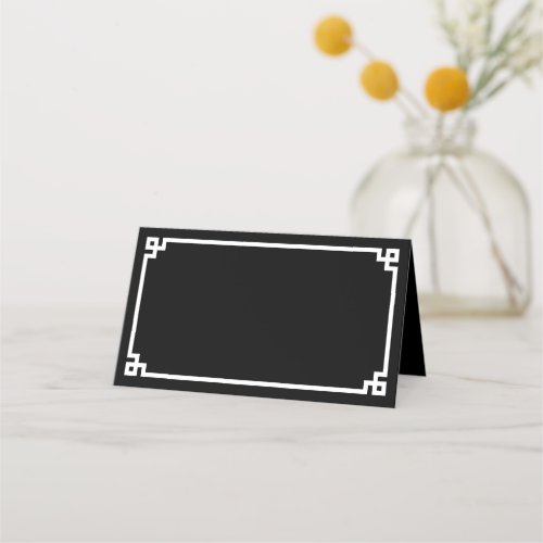 Black and White Greek Key Border Wedding Place Card