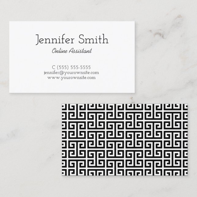 Black and White Greek Key Business Card (Front/Back)