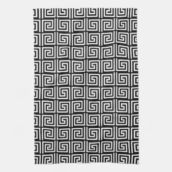 Black And White Greek Key Design Kitchen Towel by Home_Suite_Home at Zazzle