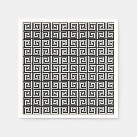 Black And White Greek Key Design Paper Napkin
