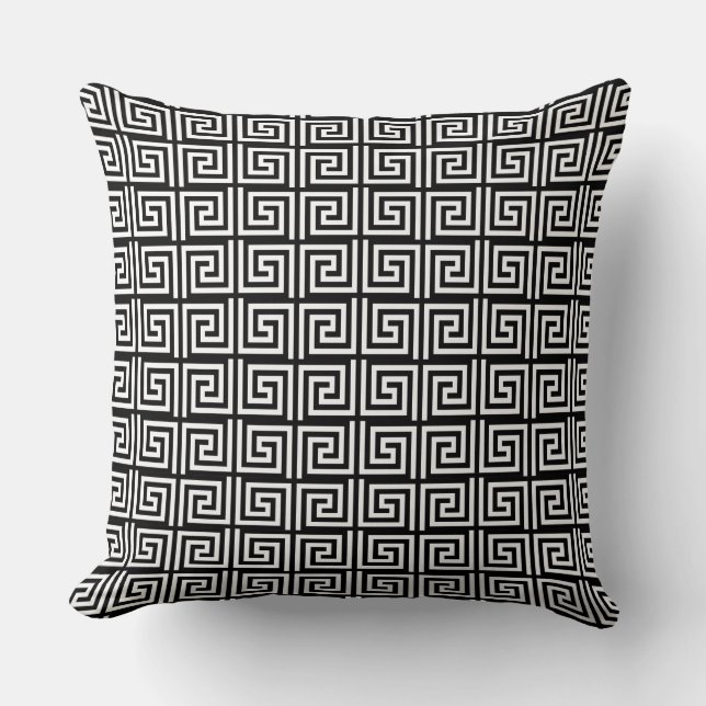 Black and White Greek Key design throw pillow (Front)