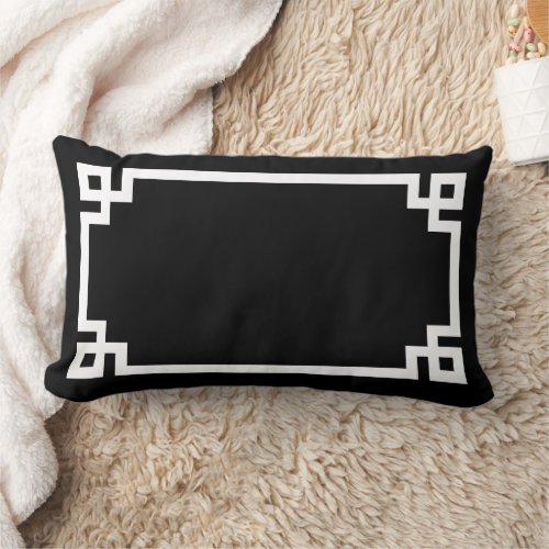 Black and White Greek Key  Editable Colors Lumbar Pillow