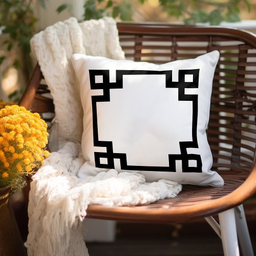 Black and White Greek Key  Editable Colors Outdoor Pillow