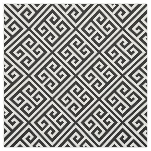 Black and White Greek Key Fabric