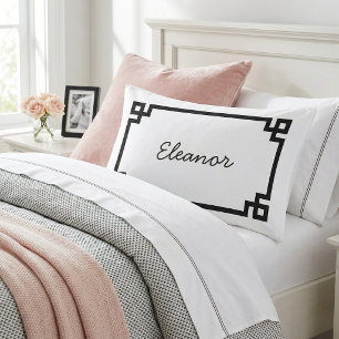 Black and White Greek Key Monogram Standard Pillow Case