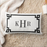Black and White Greek Key | Monogrammed Lumbar Pillow<br><div class="desc">Design your own custom lumbar throw pillow in any color combination to perfectly coordinate with your home decor in any room! Use the design tools to change the background color and the Greek key border color, or add your own text to include a name, monogram initials or other special text....</div>