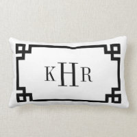 Black and White Greek Key | Monogrammed Lumbar Pillow