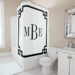 Black and White Greek Key | Monogrammed Shower Curtain