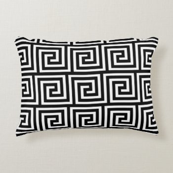 Black And White Greek Key Pattern Accent Pillow by GraphicsByMimi at Zazzle