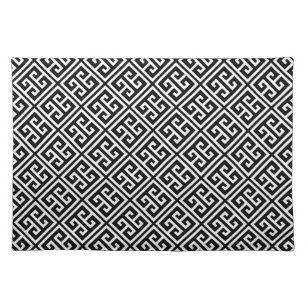 Black and White Greek Key Pattern Cloth Placemat