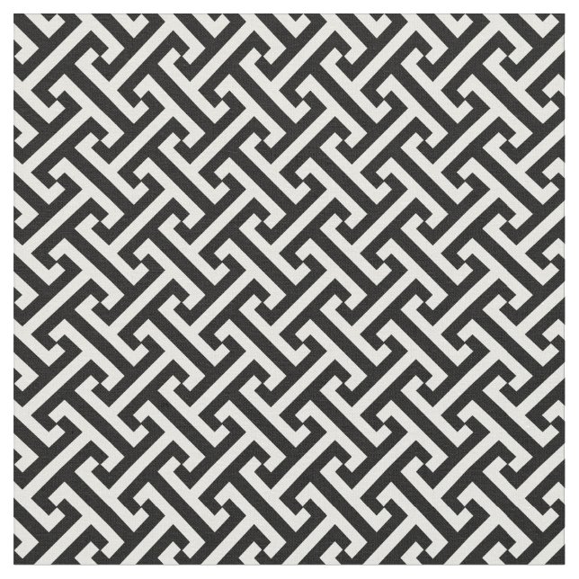 Black and White Greek Key Pattern Fabric (Close Up)