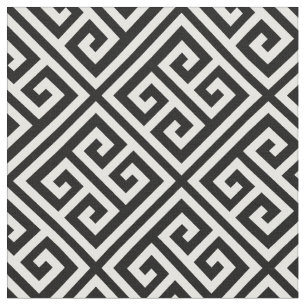 Black and White Greek Key Pattern Fabric