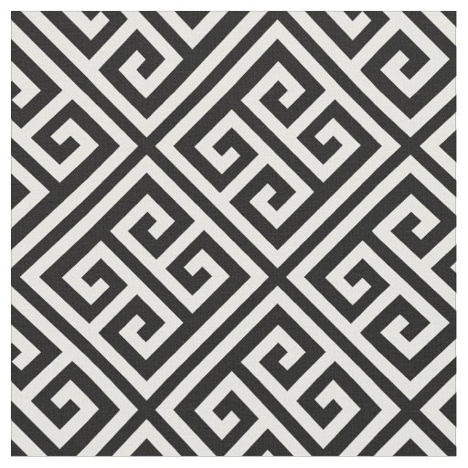 Black and White Greek Key Pattern Fabric