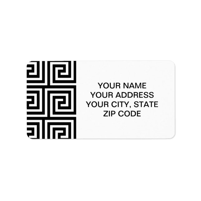 Black and White Greek Key Pattern Label (Front)