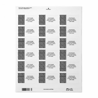 Black and White Greek Key Pattern Label | Zazzle